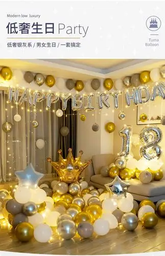 气球带灯成人女孩生日装饰主题场景惊喜布置网红公主派对套餐背景