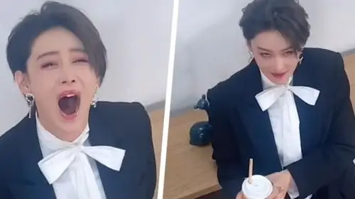 张馨予对着镜头打哈欠翻白眼