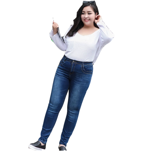 秋冬款200斤胖妹妹大码高腰牛仔裤