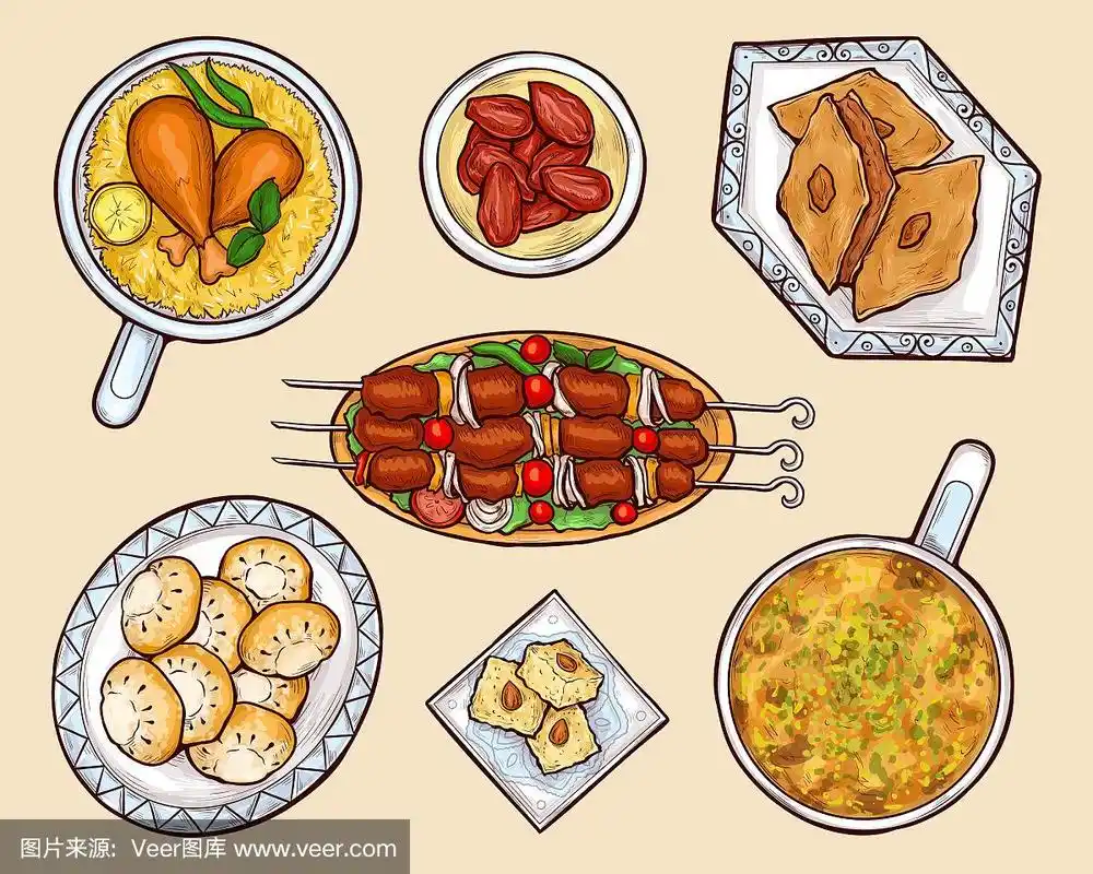 东方美食卡通菜肴套装