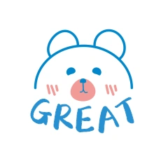 卡通简约很棒可爱贴纸小熊蓝色表情包