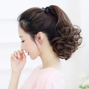 假发马尾女绑带式卷发发尾梨花卷大波浪短卷辫子假头发扎马尾发