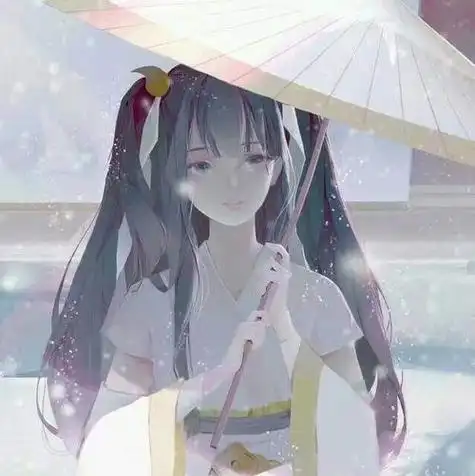 动漫女头头像简约小清新古风撑伞双马尾和服超喜欢这画风