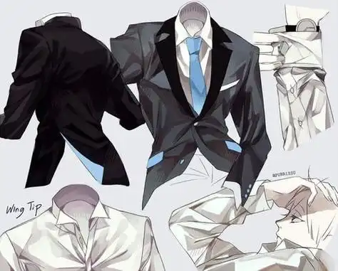 【绘画教程】西装衬衫的绘画素材.