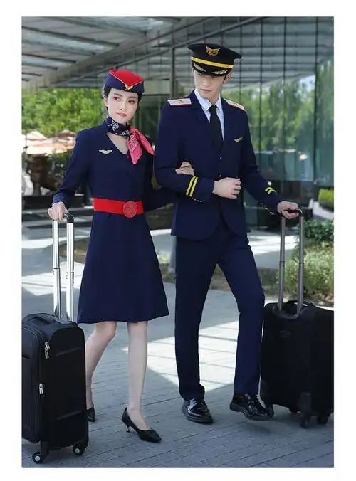 东航空姐制服秋冬款职业套装女航空酒店前台珠宝店工作服女连衣裙