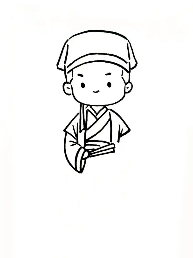 书童简笔画教程——过程图92古风书签 今天是个小书童哦 可不可爱