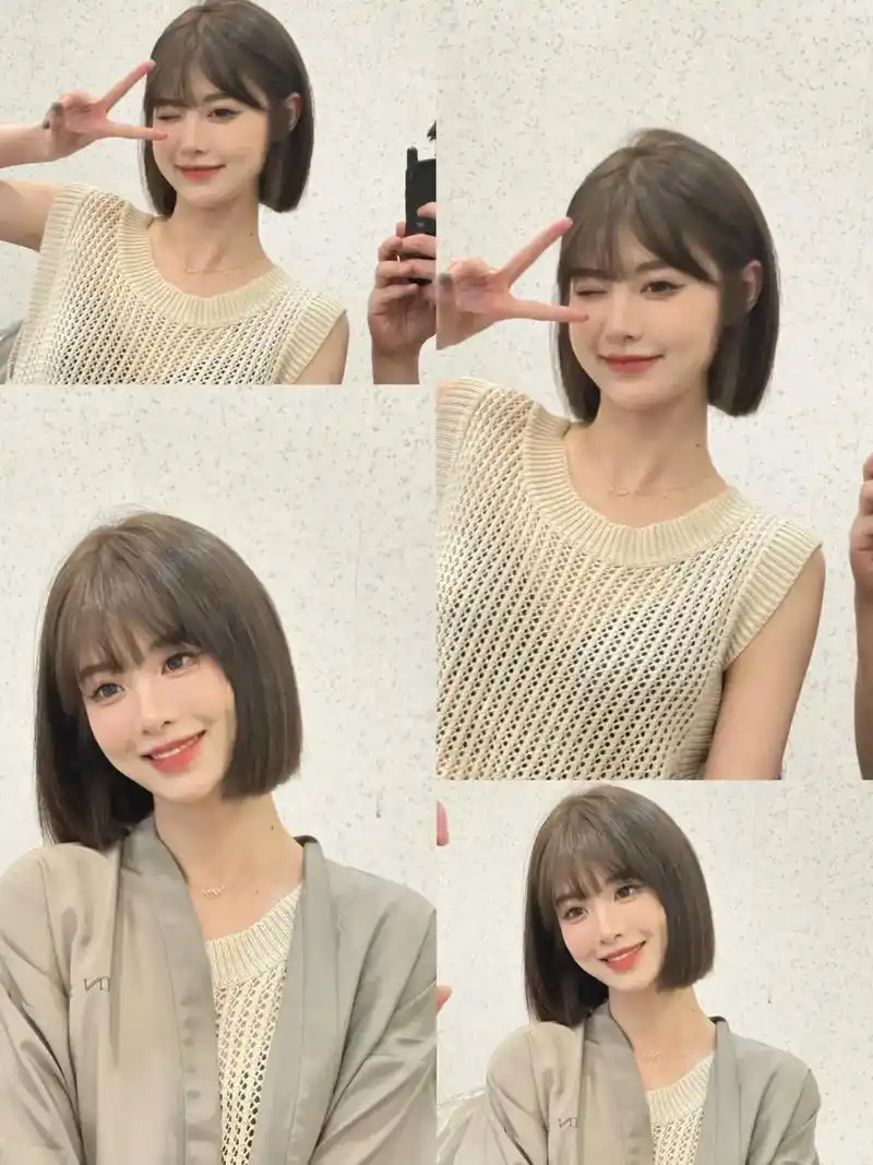 超级减龄一刀齐短发显脸小发型