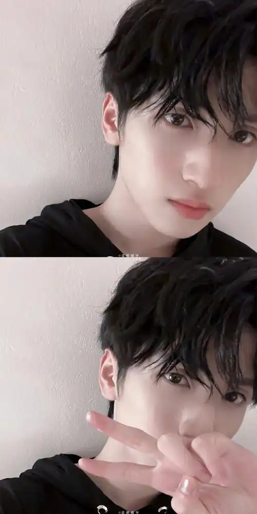 严浩翔晒自拍三宫格