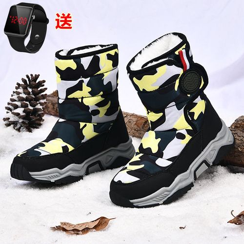 儿童雪地靴春秋季男童长筒靴加绒保暖男孩跑步鞋女童男孩鞋子abc