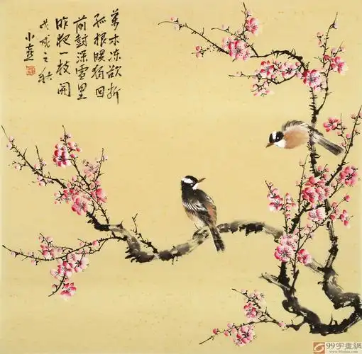 皇甫小喜 四尺斗方写意梅花国画《喜梅闹春》 - 梅花图 - 99字画网