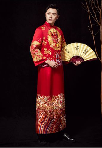 中式婚礼服男2022新款 秀禾服结婚喜庆敬酒服唐装复古新郎装金龙