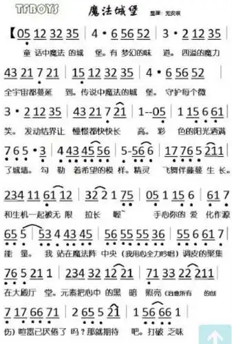 求魔法城堡词和谱!