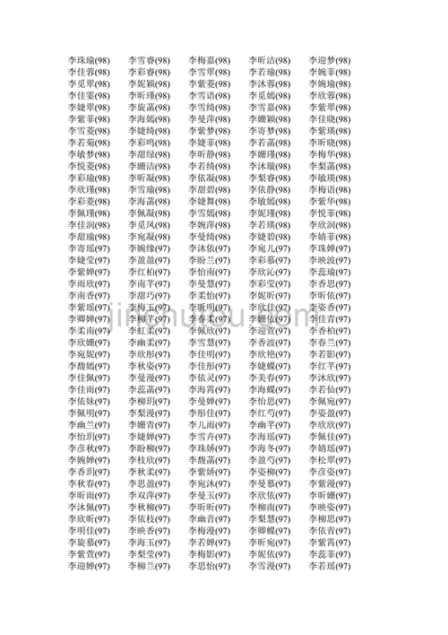 李姓女孩名字大全高评分