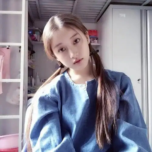 双马尾染发中分少女气质