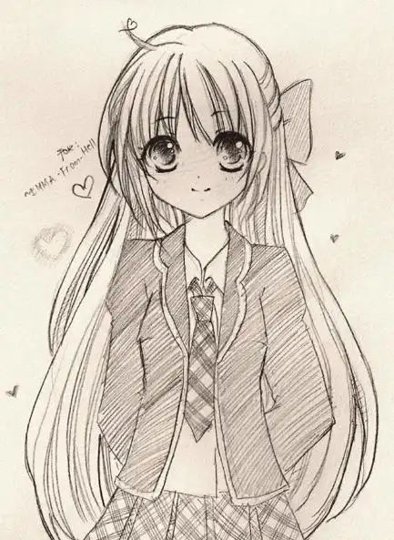 画卡通人物简笔画美少女彩色可爱人物简笔画 动漫素描-铅笔画动漫女生