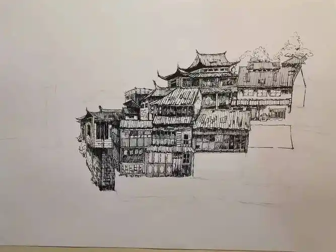 古建筑建筑速写