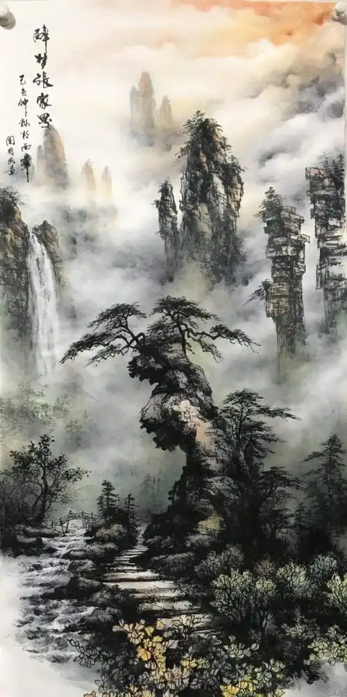 彩墨山水画名家周国民作品欣赏