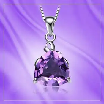 krayee 紫色项链925银吊坠女款纯银首饰品送女友平安夜礼物1037 时尚