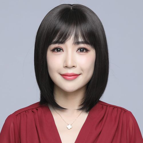 美蝶假发女波波头中长直发真发全真人发丝妈妈头套式发型2021时尚新款
