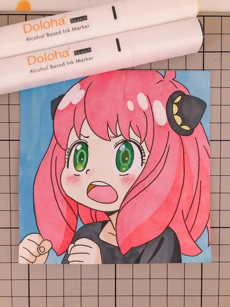 第271幅|阿尼亚卡通画,马克笔画.马克笔:多乐绘128色# - 抖音