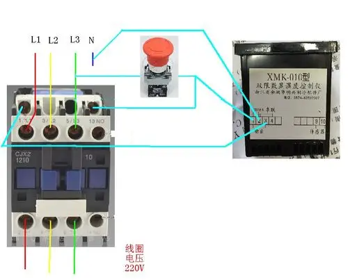 k型温控器接触器怎样连接实图