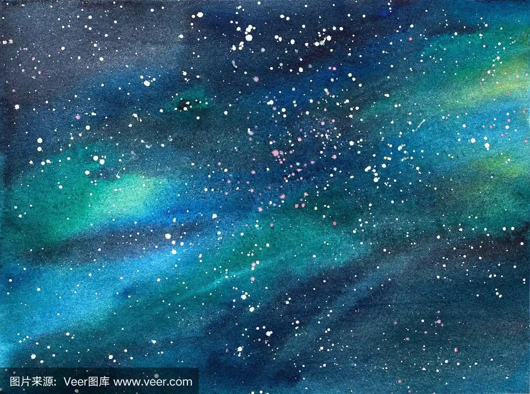 银河宇宙水彩画插图