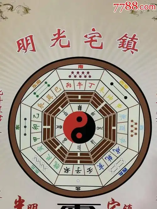 道教风水挂画太极八卦图明光镇宅避邪驱魔挂轴画,十分精彩!