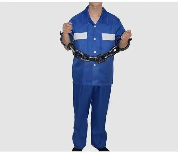 成人囚犯角色扮演服装罪犯带手链舞台表演服装囚犯套装衣服