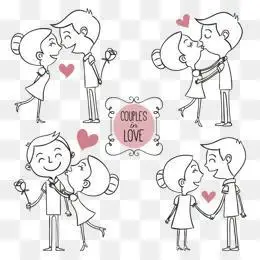 手绘卡通男女孩简笔画