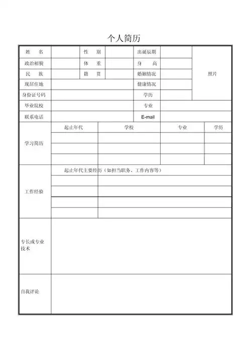 求职个人简历表格【范本模板】_第1页