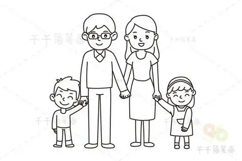 儿童画全家福简笔画又简单又好看的一家人简笔画原创教程步骤 5068