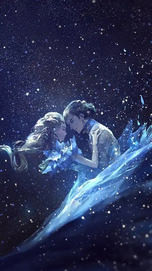 星空下的动漫情侣梦幻壁纸