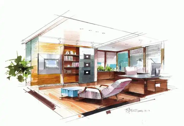 书房装修手绘图片素材