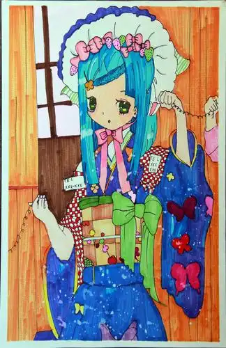 鲍嘉莹    12岁《风雨中的小姑娘》