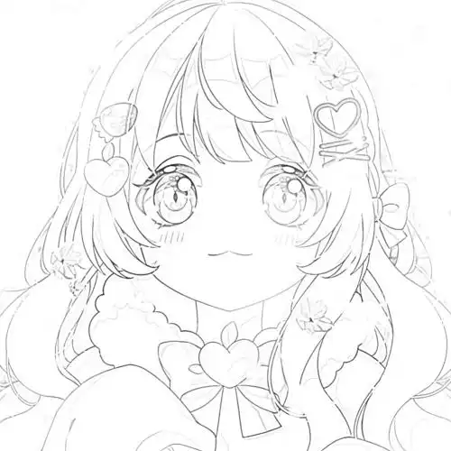 自转线稿可爱动漫女头橙池未蓝crystal