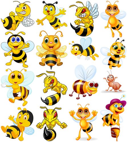 a4047矢量卡通手绘蜜蜂形象插画图案 ai设计素材