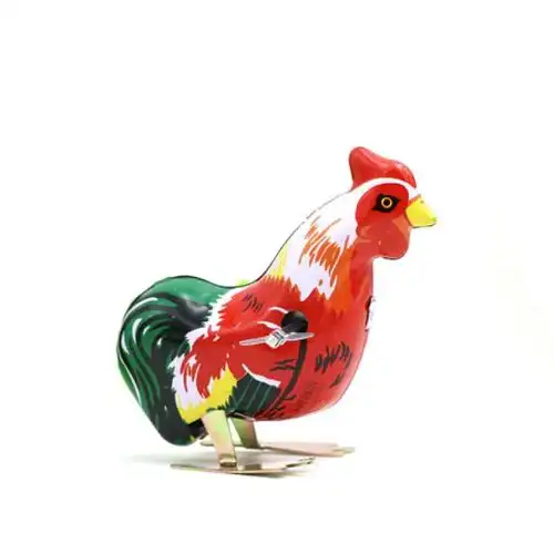 t80后怀旧经典玩具铁皮青蛙跳跳蛙铁皮公鸡铁皮老鼠上链发条玩具b