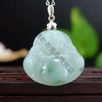 玉佛吊坠女款飘花翡翠大肚弥勒佛项链11012 1101 11012【图片 价格