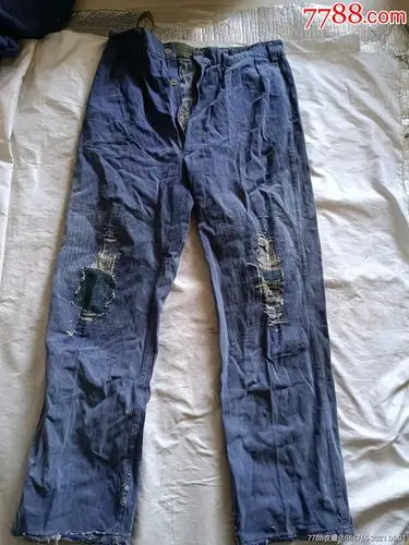 怀旧老落色补丁裤