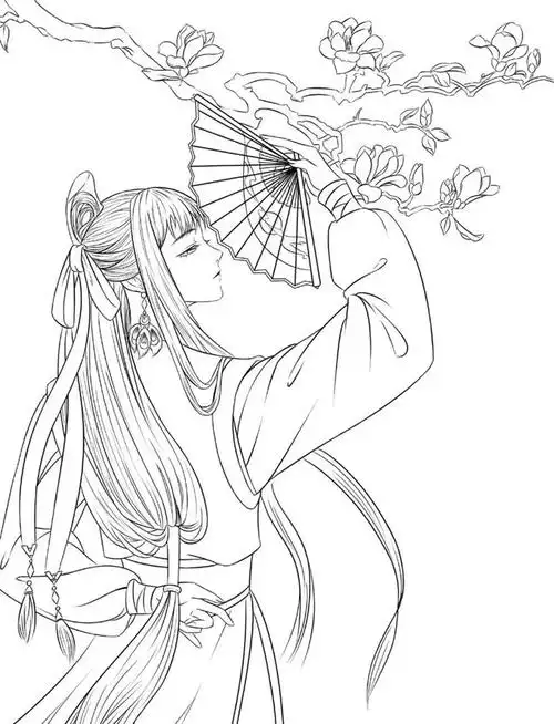 高能多图!古风汉服人物手绘线稿