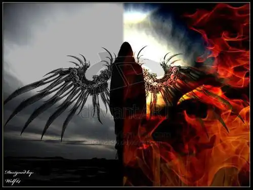 一半天使一半恶魔彩色简笔画