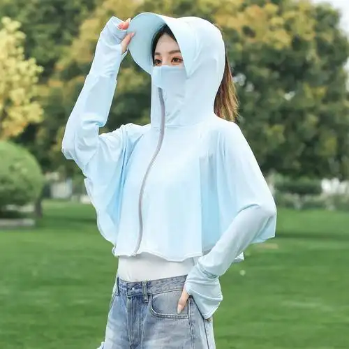 防晒衣女冰丝夏2020新款骑车带帽防晒服防紫外线透气防晒衫薄外套