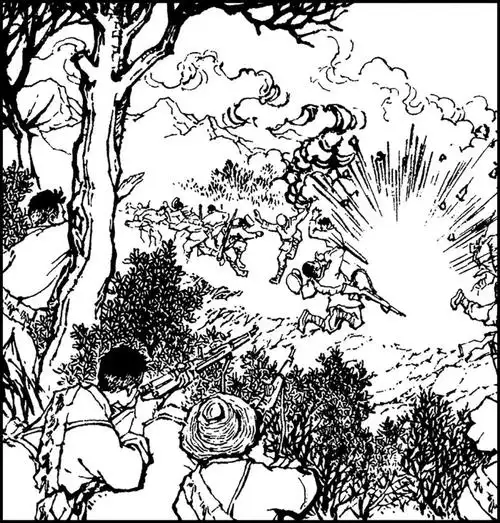 52 柳队长带领着游击队员埋伏在去贺家寨的公路两旁,等贺老八的队伍