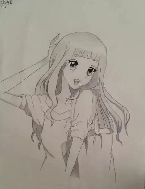 关于美少女的简笔画绘画作品漫画女孩简笔画图片漂亮的卡通动漫女孩