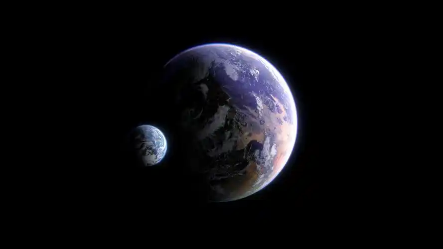 壁纸 两个行星,太空,黑色背景 2560x1440 qhd 高清壁纸, 图片, 照片