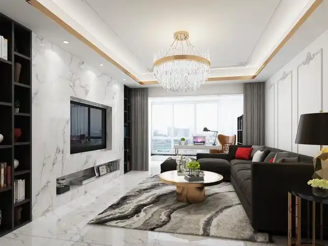 联排别墅客厅效果图案例_2021装修效果图-齐家网装修图片频道