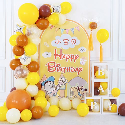宝宝1周岁生日装饰米妮米奇主题气球场景布置儿童百日宴会背景墙2