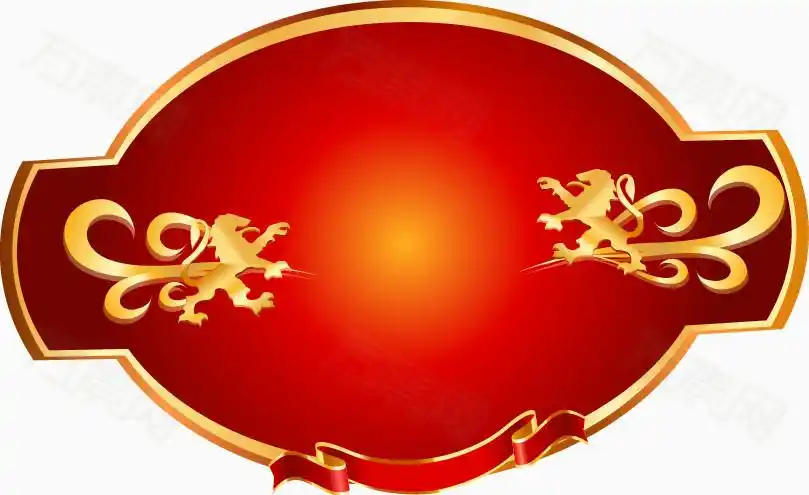 手绘红底金色花纹边框