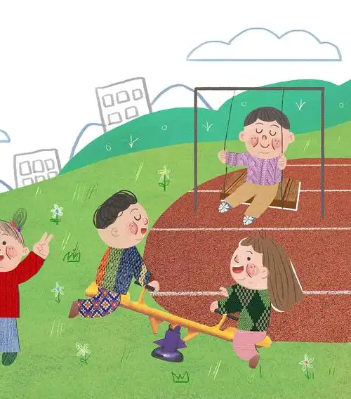 下课时间儿童绘本插画配图