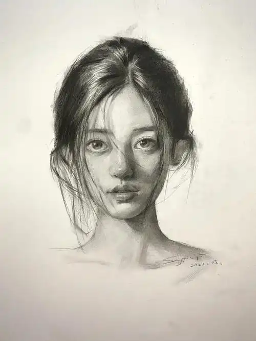 素描氛围感少女素描练习含步骤